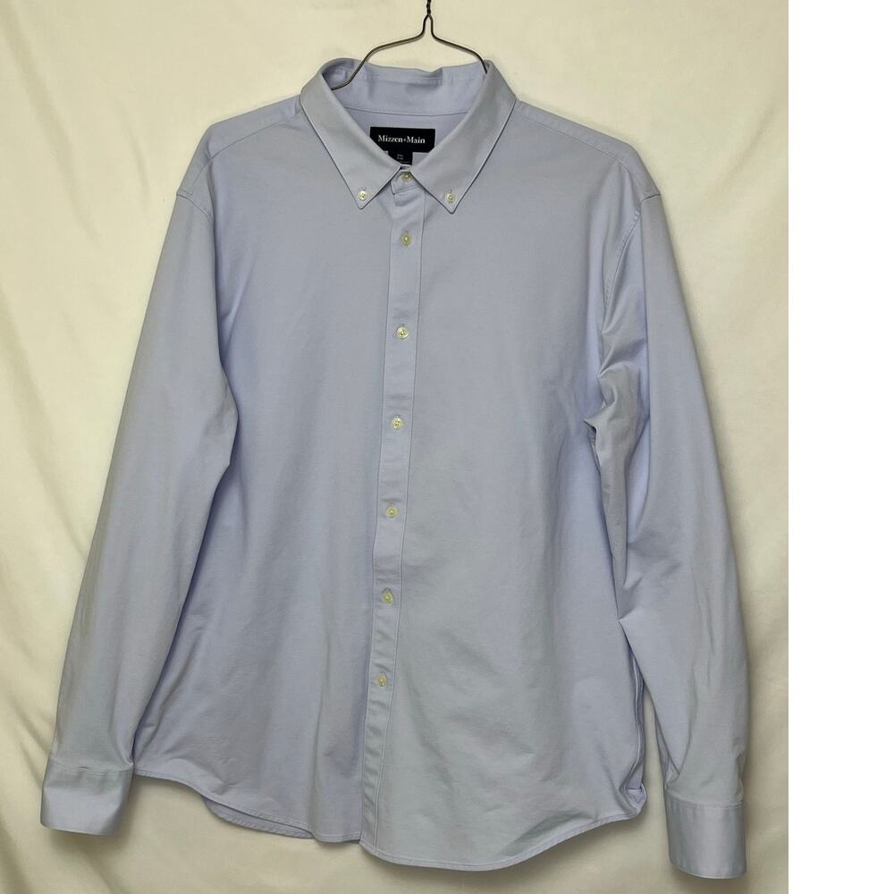 Mizzen + Main Men’s 2XL Trim Blue Oxford Shirt Long Sleeve Button Front Dress